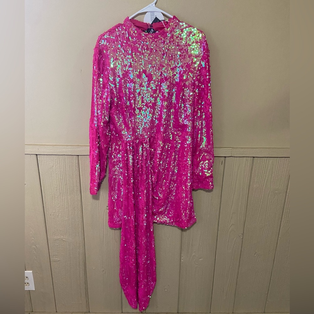 Boohoo Hot Pink Sparkly Dress